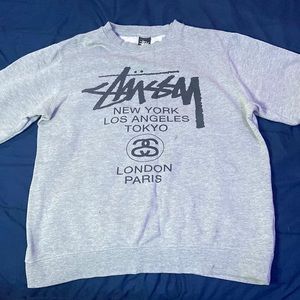 Large Grey Stussy crew neck. 2010s era (mid-condition)